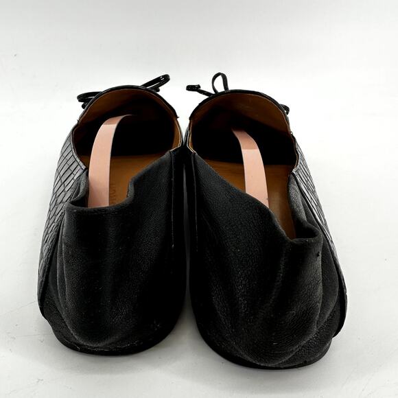 Tory Burch Charm Loafers Leather Collapsible Back Matte Croc Emboss Black 10 - Picture 5 of 8